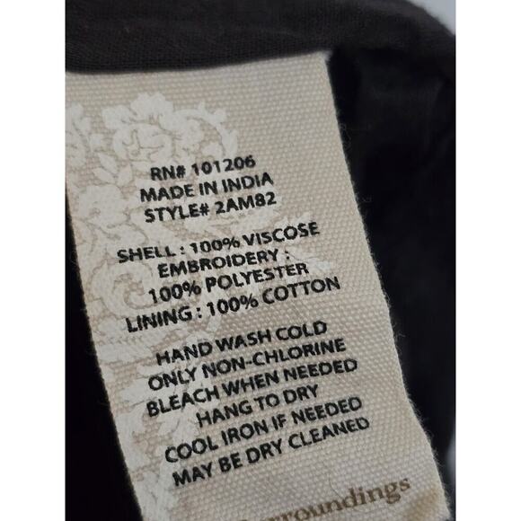 Soft Surroundings Sz L Mirabilis Embroidered Tunic Back Keyhole in Black/Cream - Picture 7 of 8